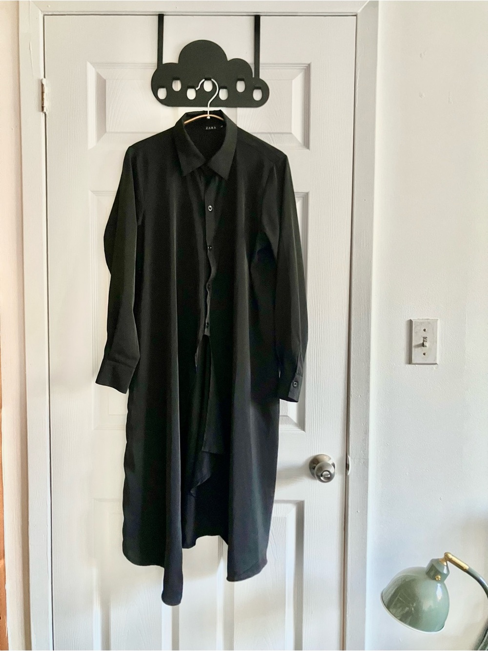 Zara Black Buttoned Down Asymmetrical Versatile High Low Flowy Relaxed Tunic